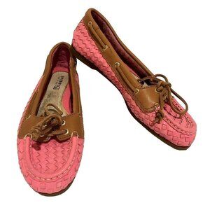 Sperry Top Sider Pink Leather Boat Shoes Flats Comfort Loafers 6M Slip On Slide